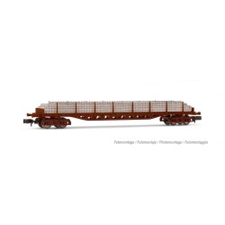 RENFE, 4-axle stake wagon, loaded with concrete sleepers, period IV