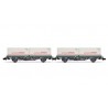 RENFE, 2-unit set 2-axle flatwagon, grey livery, loaded with 2 containers "Central Lechera Asturiana", period IV - Arnold HN6421