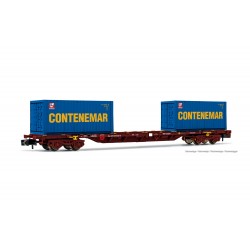 RENFE, 4-axle 60' container wagon MMC brown livery, loaded with two 45' container "Contenemar", period IV- Arnold HN6461