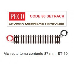 Vía recta toma corriente 87 mm. ST-10 (Peco Code 80 Setrack)