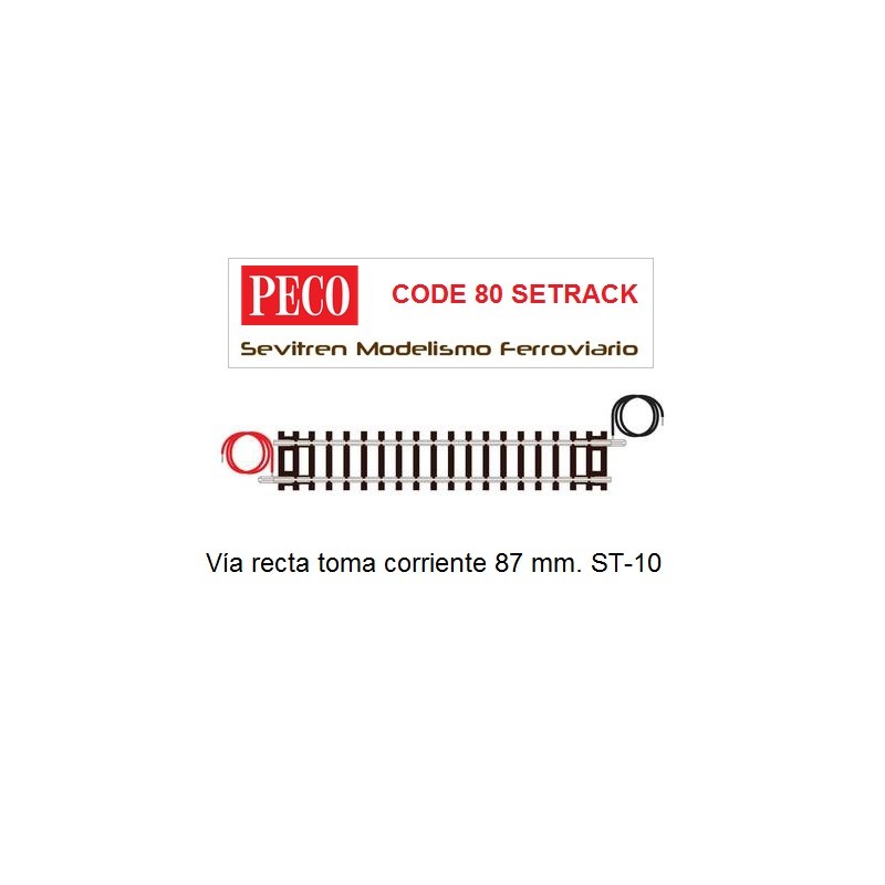 ST-10 Standard Straight, Wired (Peco Code 80 Setrack)