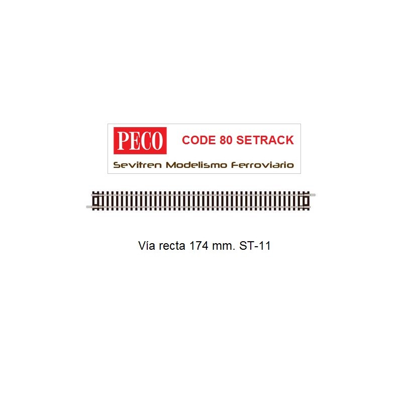 Vía recta 174 mm. ST-11 (Peco Code 80 Setrack)
