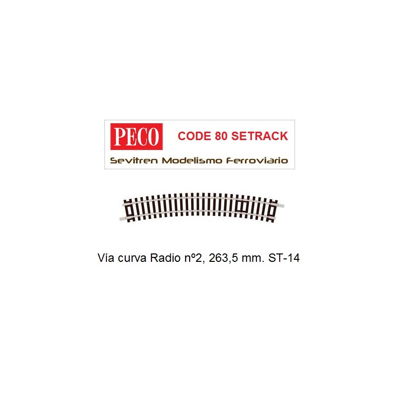 Vía curva Radio nº2, 263,5 mm. ST-14 (Peco Code 80 Setrack)