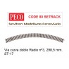 Vía curva doble Radio nº3, 298,5 mm. ST-17 (Peco Code 80 Setrack)