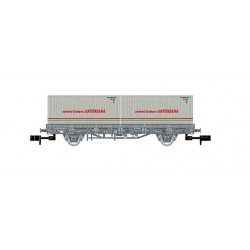 RENFE, Axle flatwagon, grey livery, loaded with 2 containers "Central Lechera Asturiana", period IV - Arnold HN6421-1