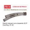 ST-45 Curved Turnout, Left Hand  (Peco Code 80 Setrack)