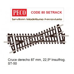 ST-50 Crossing Short, Right Hand (Peco Code 80 Setrack)