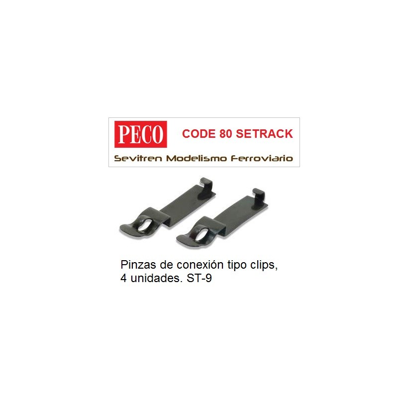 Pinzas de conexión tipo clips, 4 unidades. ST-9 (Peco Code 80 Setrack)