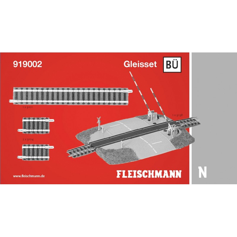 Track Set BÜ, with level crossing. Ref 919002 (Fleischmann N)