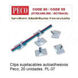 Clips sujetacables autoadhesivos Peco, 20 unidades. PL-37