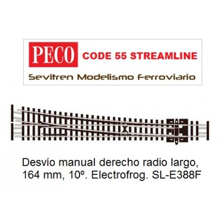 Peco 12 rad. Right Hand turnout Electrofrog nickle silver HOn30 OO9 SL