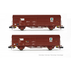 RENFE, set de 2 vagones cerrados de 2 ejes JPD, Cantabriasil  rojo oxido . Ep IV Arnold HN6578