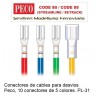 Conectores de cables para desvíos Peco, 10 conectores de 5 colores. PL-31
