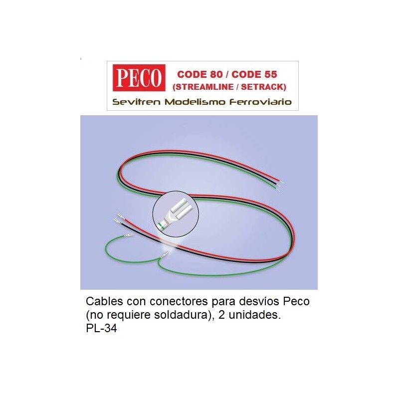 Cables con conectores para desvíos Peco (no requiere soldadura), 2 unidades. PL-34
