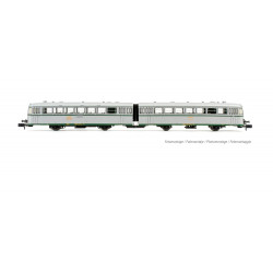 RENFE, 2-unit diesel railcar 591.500, silver livery with UIC markings, ep. IV