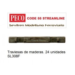 Traviesas de maderas Peco. 24 unidades - SL308F (Peco Code 55 Streamline)