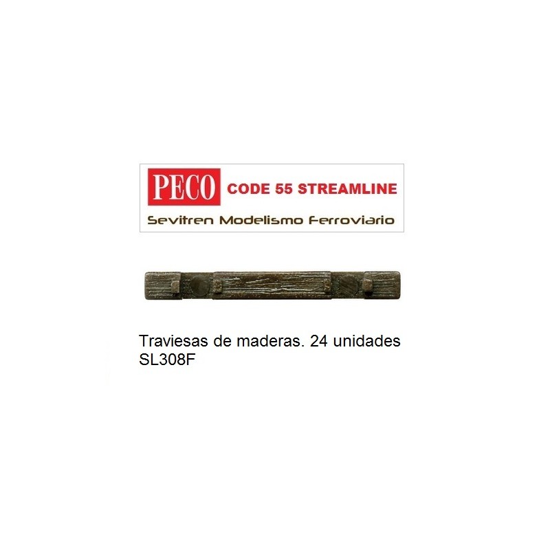 Traviesas de maderas Peco. 24 unidades - SL308F (Peco Code 55 Streamline)