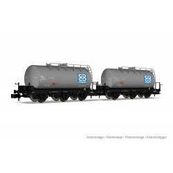 RENFE, set de 2 vagones cisternas de 3 ejes, decoración gris, «Campsa», ép. IV - Arnold HN6612