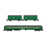 ADIF, 3-unit pack, 2 x J2 wagon + SSV-500 coach, green livery, ep. VI. Arnold HN6576