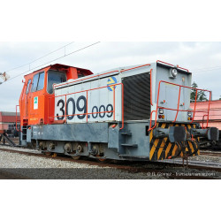 RENFE, locomotora de maniobras diésel 309, decoración roja/gris, ép V-Digital sonido. Electrotren HE2014S