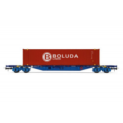 TRANSFESA, vagón porta contenedores de 4 ejes MMC3, cargado con un contenedor de 45' «Boluda», ép VI- Electrotren HE6045