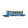 RENFE, vagón porta contenedores de 4 ejes MMC3, con un contenedor de 45' «Maersk», ép VI- Electrotren HE6044
