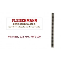 Vía recta, 222 mm. Ref 9100 (Fleischmann N Balasto)