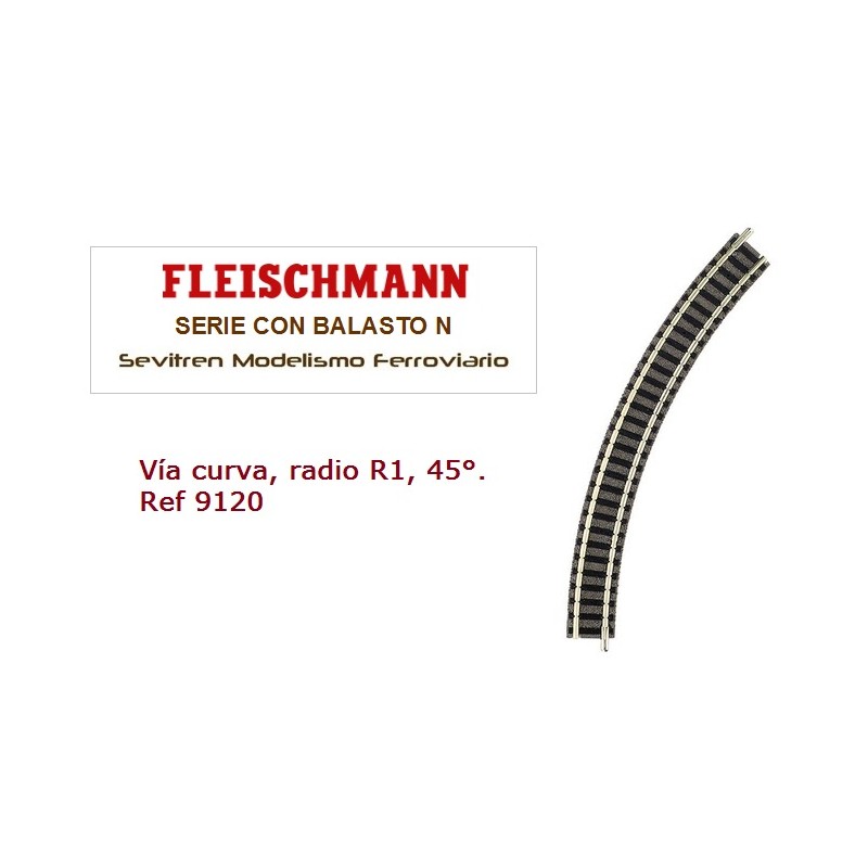 Curved track, radius R1, 45°. Ref 9120 (Fleischmann N)