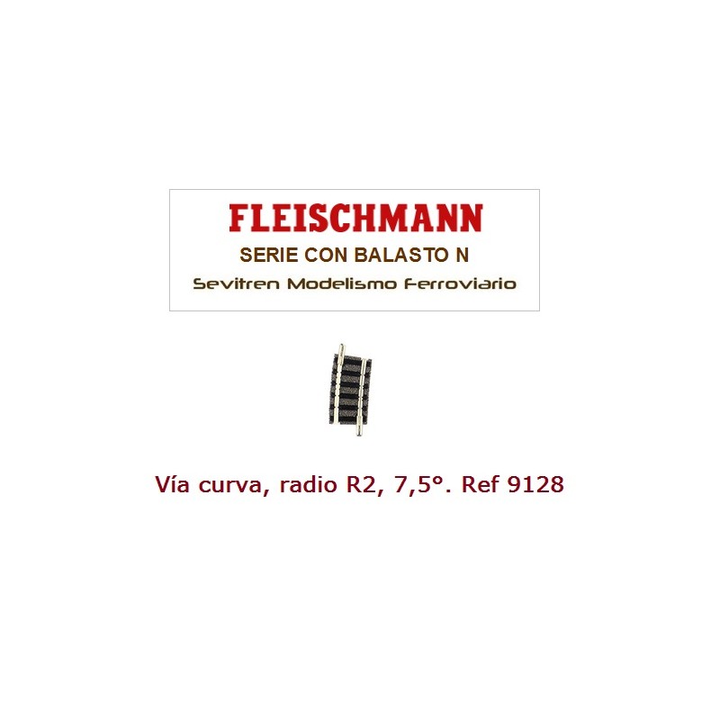 Vía curva, radio R2, 7,5°. Ref 9128 (Fleischmann N Balasto)