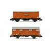 RENFE, set de 2 vagones cerrados de 2 ejes J-300.000 y J2, decoración naranja, ép. IV  Arnold HN6555