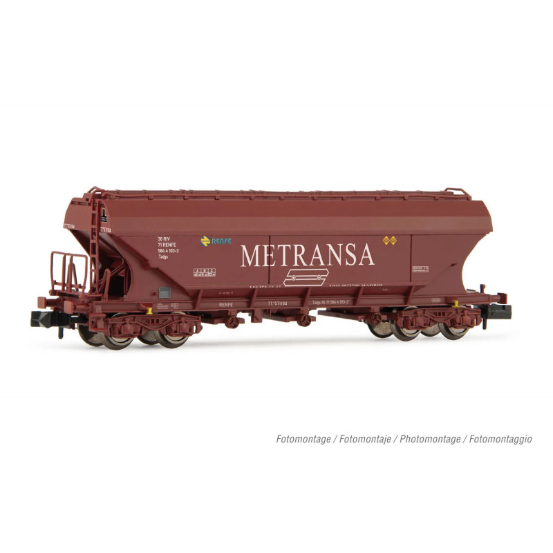 RENFE, silo wagon TT5, oxid red "Metransa" livery (flat lateral sides), ep. IV