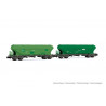 RENFE, set de 2 vagones tolva de 4 ejes TT5 con paredes planas, decoración verde, ép. V- Arnold HN6624