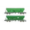 RENFE, set de 2 vagones tolva de 4 ejes TT5 con paredes planas, decoración verde, ép. V- Arnold HN6624