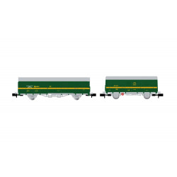 RENFE, set of closed wagons, green/yellow livery, "Tren Taller Oviedo", 1 wagon J2 and 1 wagon J1, ep. IV-V. Arnold HN6577