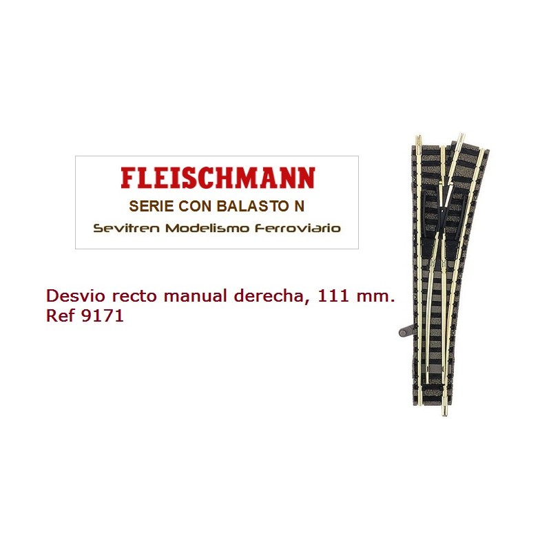 Right hand standard point for manual operation, length 111 mm. Ref 9171 (Fleischmann N)