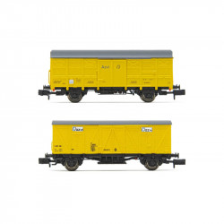 AZVI, set de 2 vagones cerrados de 2 ejes, decoración amarillo, compuesto de 1 vagón J2 y 1 vagón J3, ép. V-VI Arnold HN6517