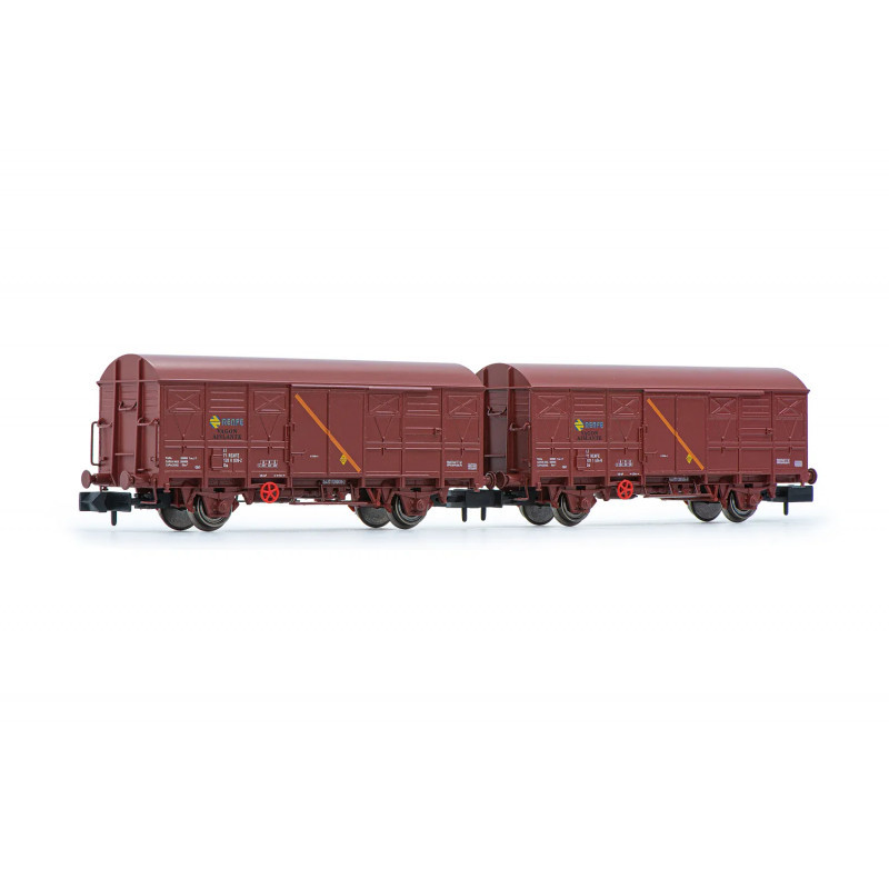 RENFE, 2-unit pack 2-axle closed wagon J2 "vagones aislantes" period IV-V- Arnold HN6518
