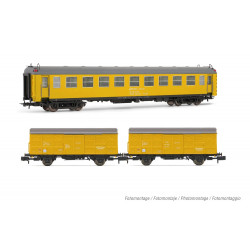 RENFE, set de 3 unidades, «Tren Taller Granada», dec.amarillo, 1 coche 5000 y 2 vagones cerrados J2, èp. V - Arnold HN4456