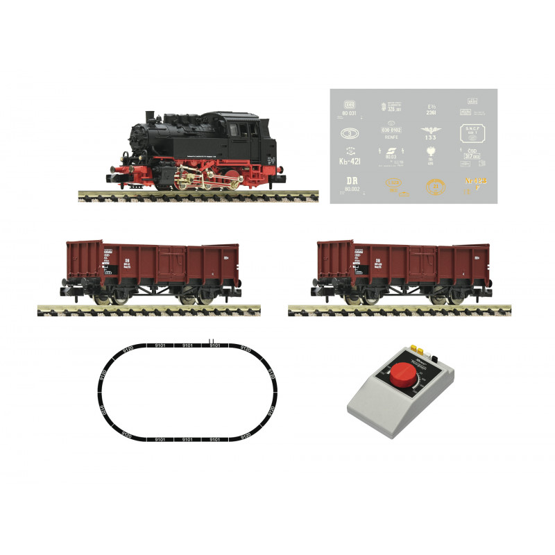 Set de iniciación analógica: Locomotora de vapor serie 80 con tren de mercancías- Fleischmann 5160002