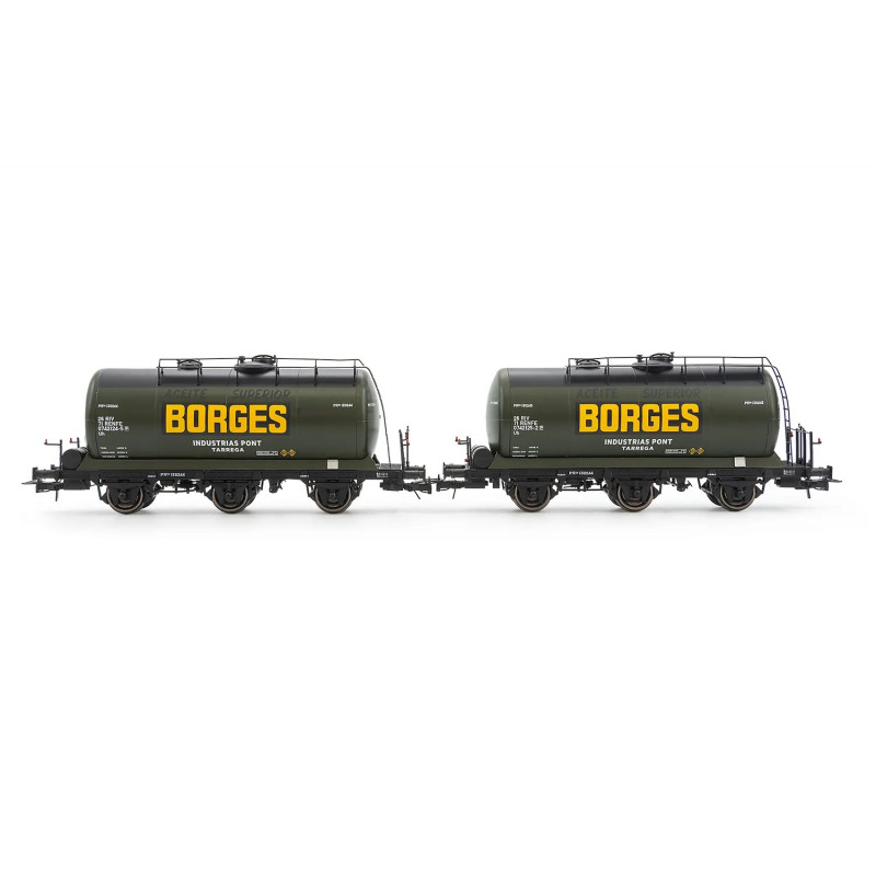 RENFE, 2-unit set 3-axle tank wagon, Borges livery, ep. III. Electrotren HE6052