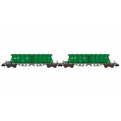 RENFE Mercancías, 2-unit pack 4-axle hopper wagons Faoos, green, ep.V-VI - Arnold HN6670