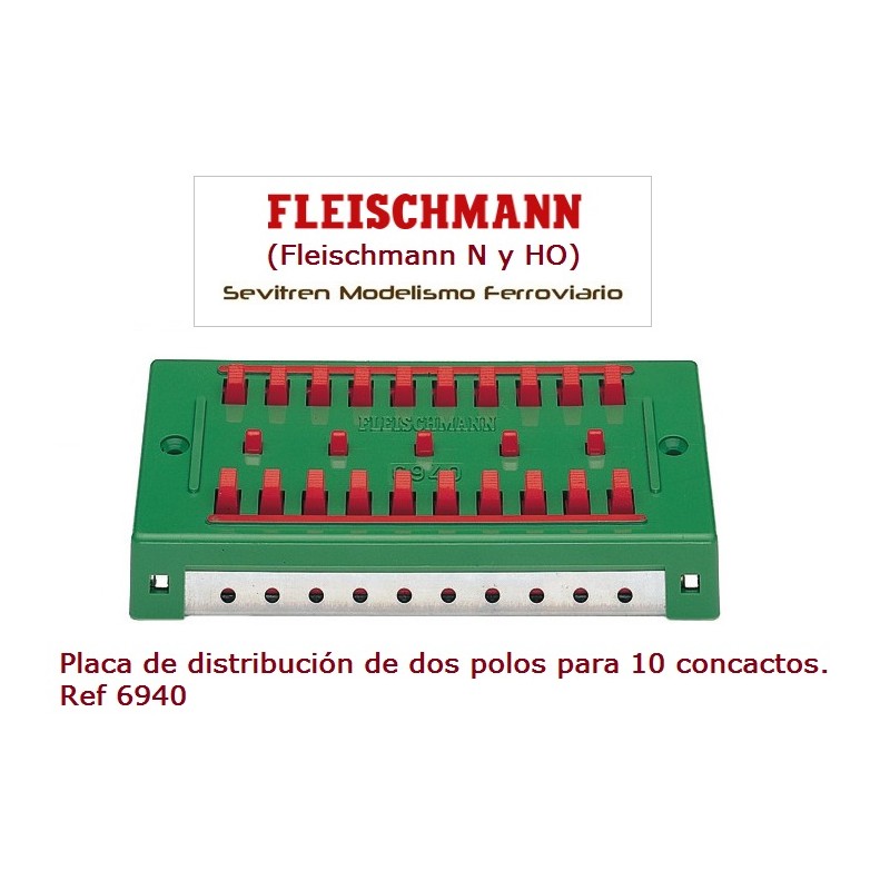 Placa de distribución de dos polos para 10 contactos. Ref 6940 (Fleischmann N y HO)