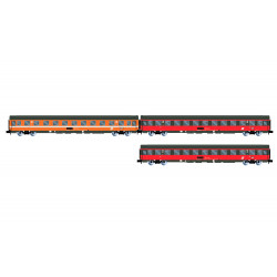 Eurocity "Mozart", Sets: Coche 1º ÖBB,  3 coches 2º ÖBB, coche 1º  SNCF y restaurante DB,  ép. IV-V. Arnold HN4390-HN4391