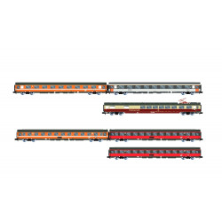 EuroCity "Mozart" sets 6-unit pack, contains restaurant, 1st and 2nd class coaches, ep. IV- Arnold HN4370-HN4371