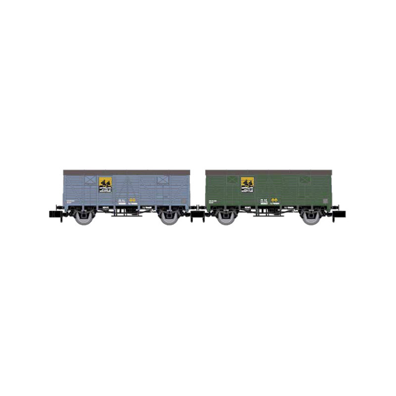 RENFE. Set de 2 vagones cerrados J3 decoración "Nitratos de Chile", ép. III- Arnold HN6666
