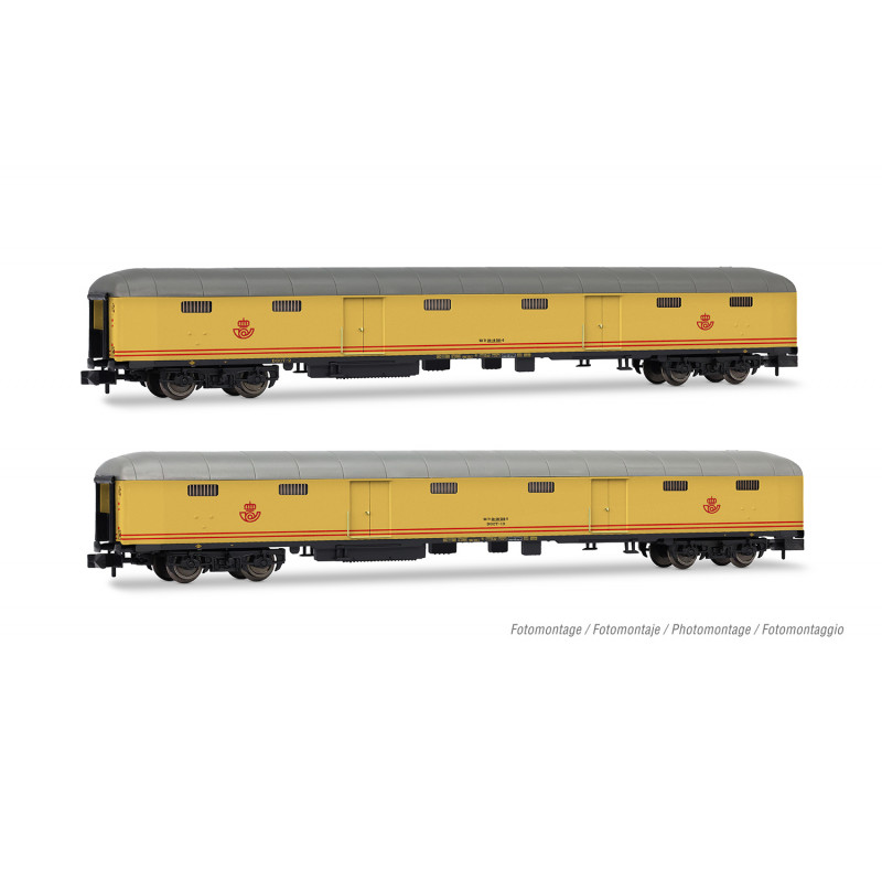 RENFE, 2-unit set of postal van, DGCT-2 + DGCT-10, in yellow livery, ep. IV. Arnold HN4506
