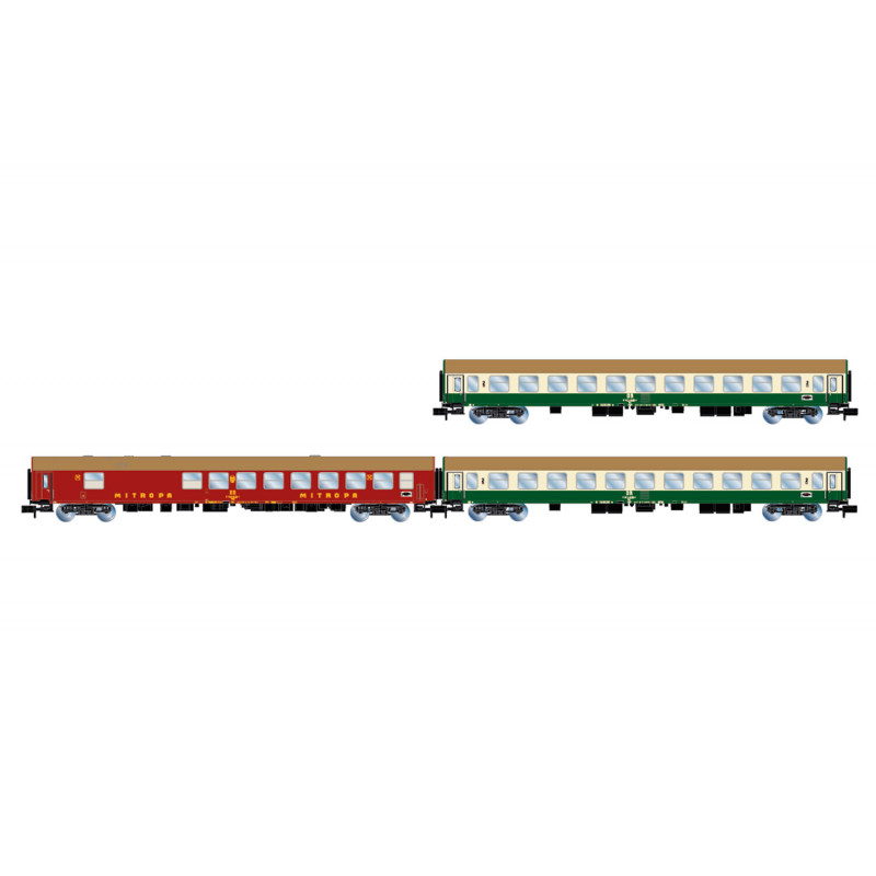 SNCF/DB "D242 París-Berlín-Varsovia". Set 3 coches.  Ép IV. HN4436