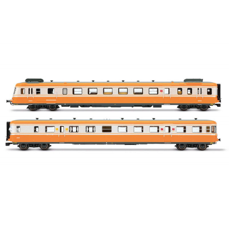 SNCF, diesel railcar RGP II, with motor unit + trailer in re-built version, orange/silver livery, ep. IV - Arnold HN2636