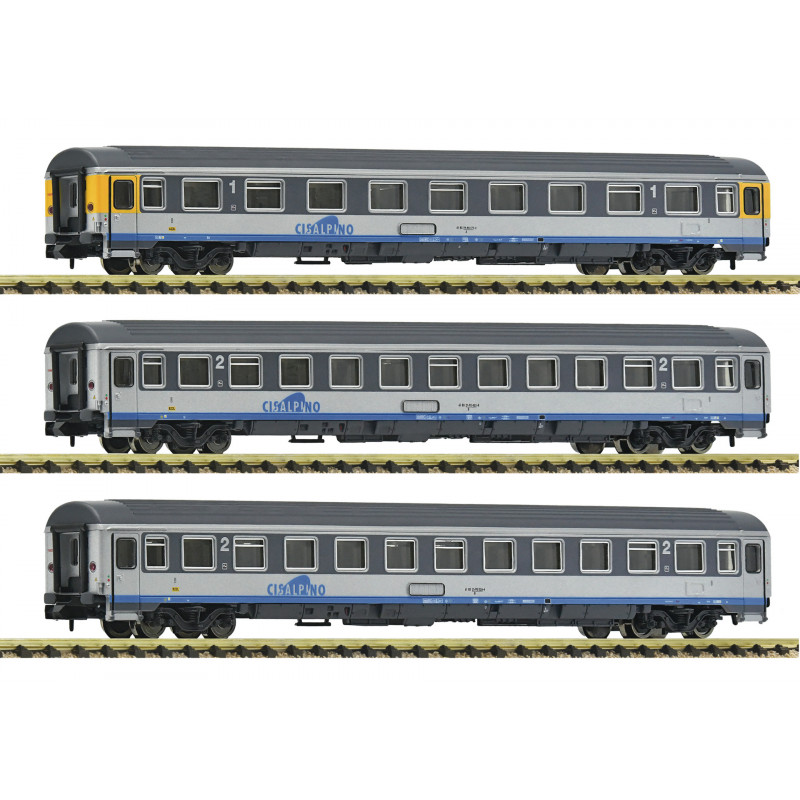 Set de 3 coches Eurofima Cisalpino, CIS. Ép V-VI. Fleischmann 6260019