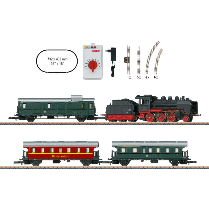 Museum Passenger Train" Starter Set with a Class 24 Steam Locomotive. Gauge Z. Marklín 81874